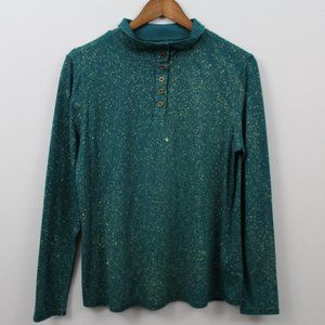 Soft Surrounding Blue Long Sleeve Bleach Dye Top